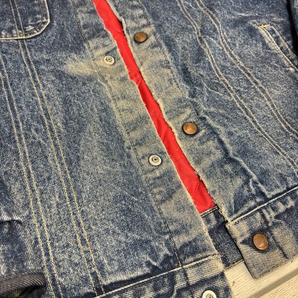 Vintage Big Smith Mens Quilt Lined Denim Distress Jacket Corduroy Collar L? - Picture 8 of 16